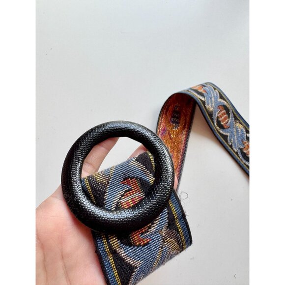 Vintage Unbranded Blue Red Woven Jacquard Adjustable Waist Belt, One Size - Picture 10 of 12